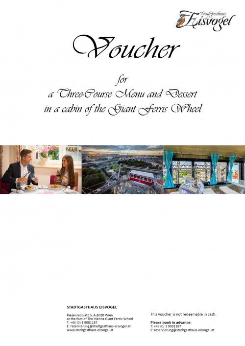 Gourmet & Romance for Two + Dessert in the Viennese Giant Ferris Wheel (MO-THU)